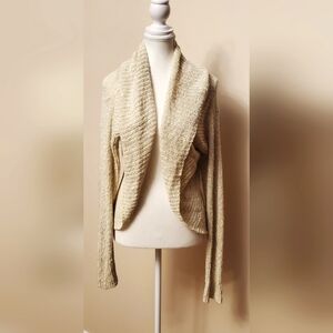 Talbot's beige with gold thread open cardigan with long sleeves size Large
